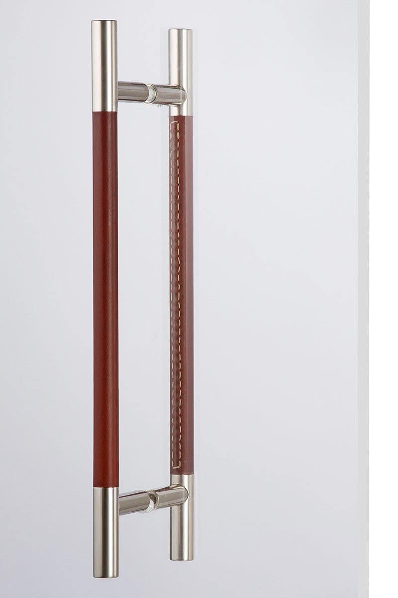 Mockett DH401-BB Slim Leather Barrel Door Handles Back-to-Back Set