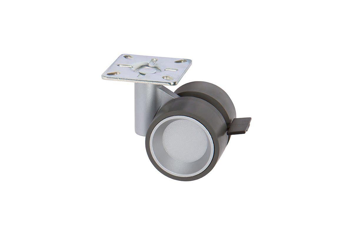 Mockett CA42PA 3-1/8" Small Twin-Wheel Casters - Plate, Brake