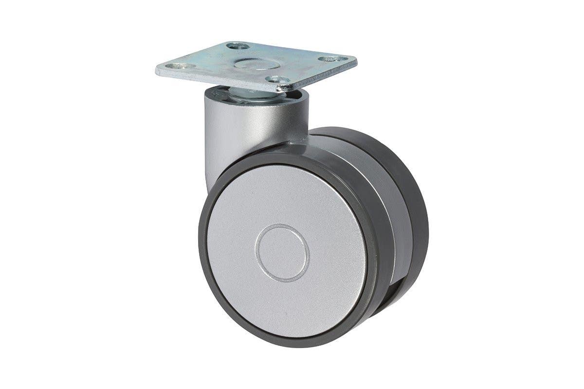 Mockett CA29PA-23 3-7/32" Casters, Aluminum Plate with Metallic Silver Wheels