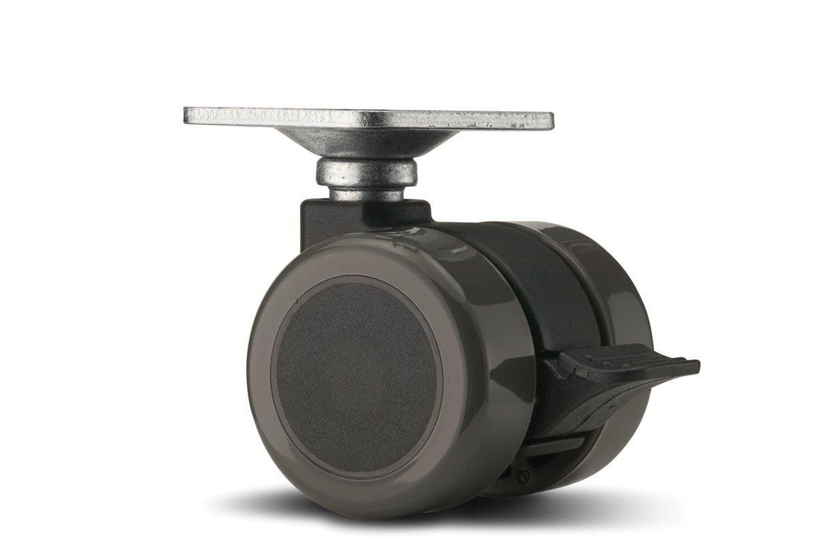 Mockett CA60PB-92 2 1/32" Caster w/Brakes & Mounting Plates - Soft Wheels