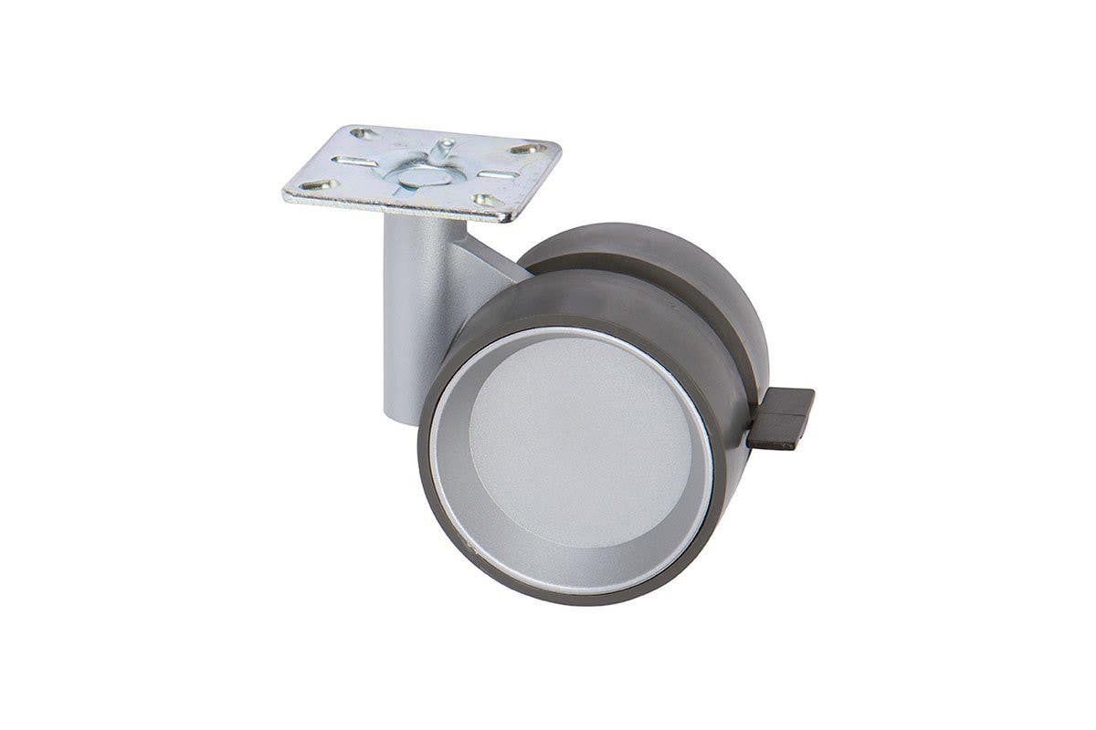 Mockett CA44PA 4-1/8" Medium Twin-Wheel Casters - Plate, Brake