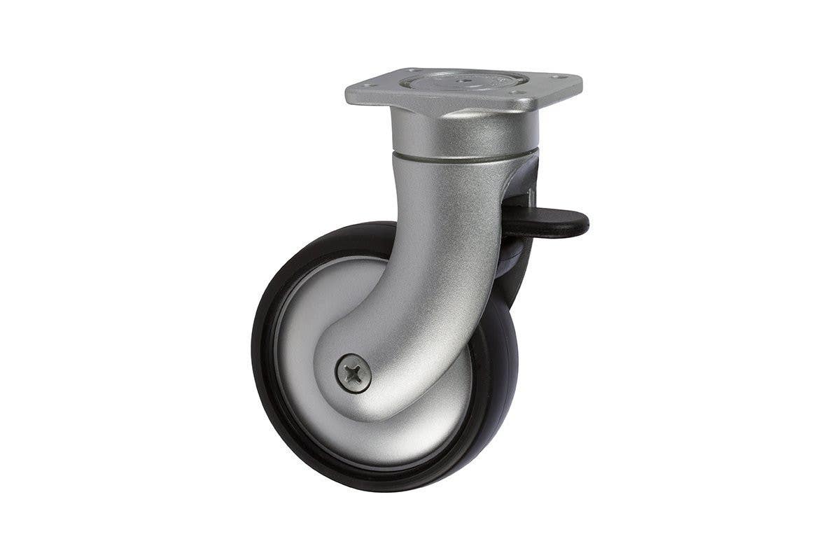 Mockett CA6PA-23 5" Casters With Brake, Mounting Plate - Aluminum Base
