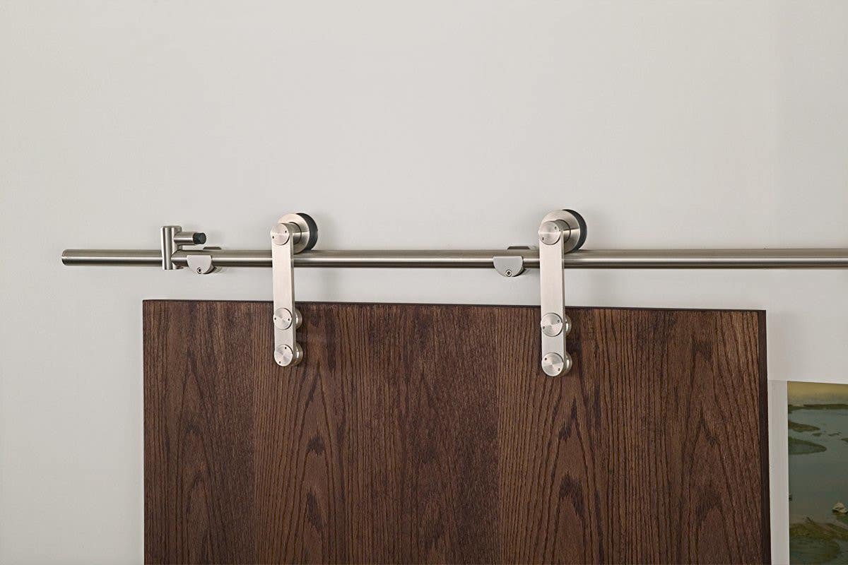 Mockett SDH Barn Door Sliding Door Hardware Set, Satin Stainless Steel