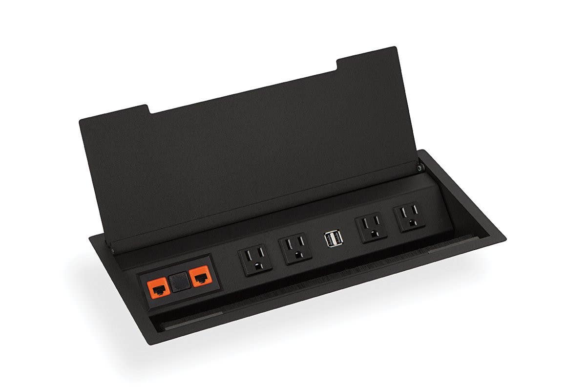 Mockett PCS91/USB Large Hinged Lid Power Grommets - 4 Power/2 Data/Dual USB