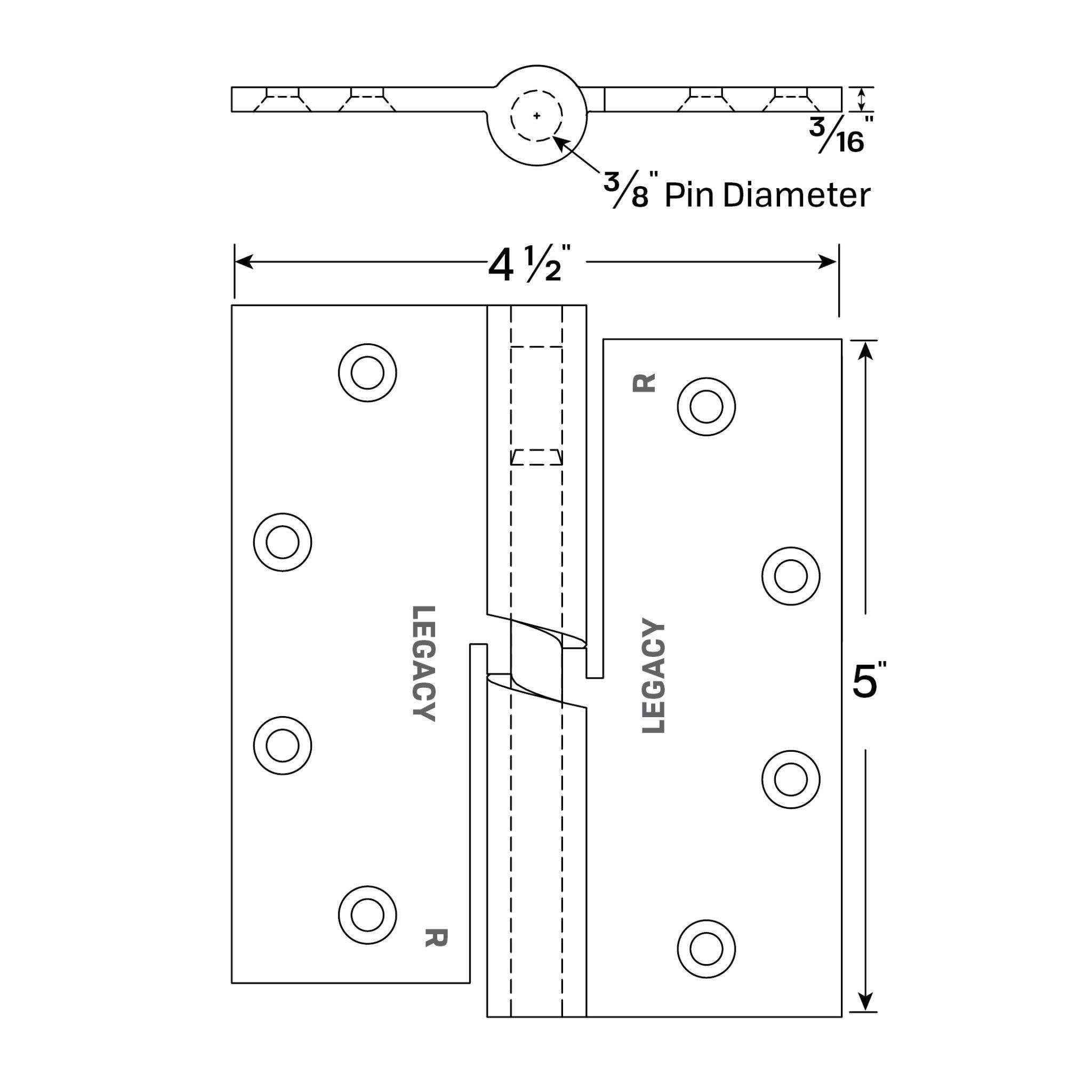 Legacy Manufacturing 1359SS Cam Lift Mortised Hinge, Finish-Stainless Steel