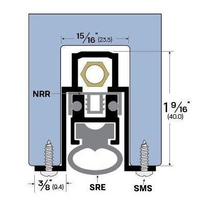 Legacy Manufacturing 7463 Concealed Automatic Door Bottom (1-9/16" by 1-5/8"), Clear Anodized Aluminum