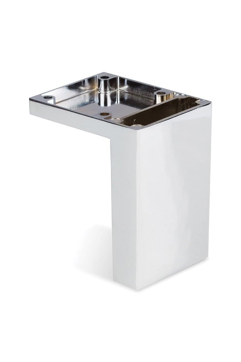Mockett FL20-26 3-19/32" L-Shaped Furniture Legs, Polished Chrome