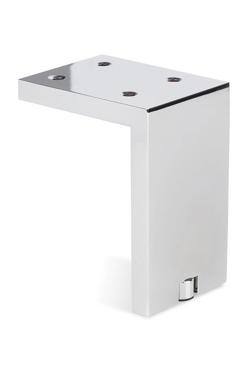 Mockett FL21-26 3-15/16" L-Shaped Furniture Legs with Adjustable Leveler, Polished Chrome