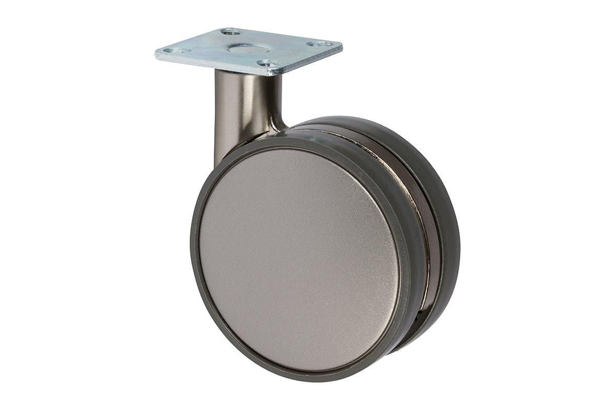 Mockett CA31PN 4" Casters, Satin Nickel With Plate
