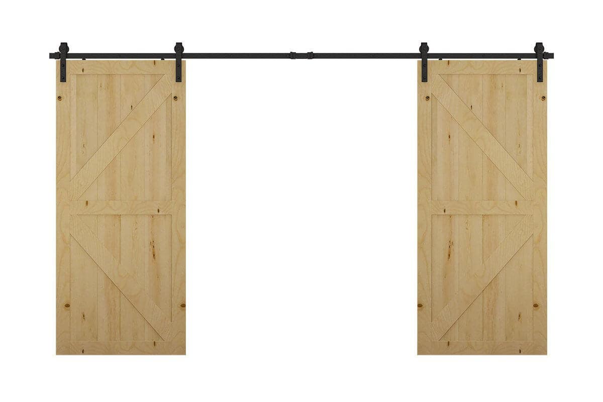 Mockett SDH3-90 Barn Door Hardware Double Sliding Doors, Black