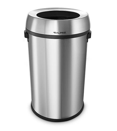 Alpine ALP470-65L Stainless Steel Open Top Trash Can, 17 Gallon