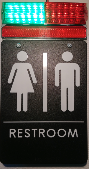 Heads Up Lock Standard Model, Restroom Sign, Complete Kit (Includes Deadbolt with Smart Sensor)