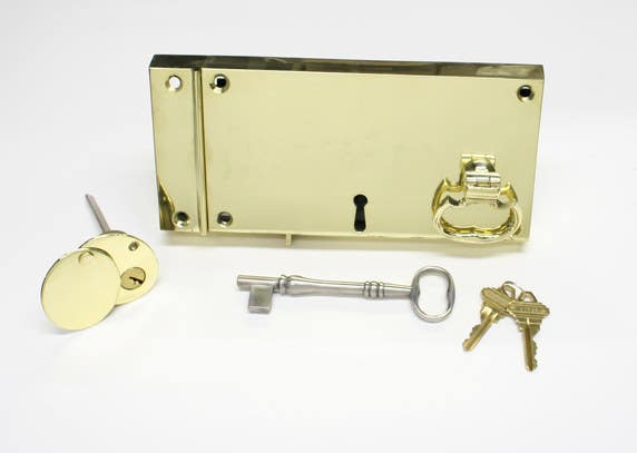D. C. Mitchell T2-6 Brass Privacy Lock, 12" x 6 -1/4"