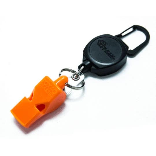KEY-BAK 0KBP-0041 Sidekick Retractable Badge Reel, Carabiner Keychain, And Fox 40 Three Chamber Pea-less 115 Decible Whistle