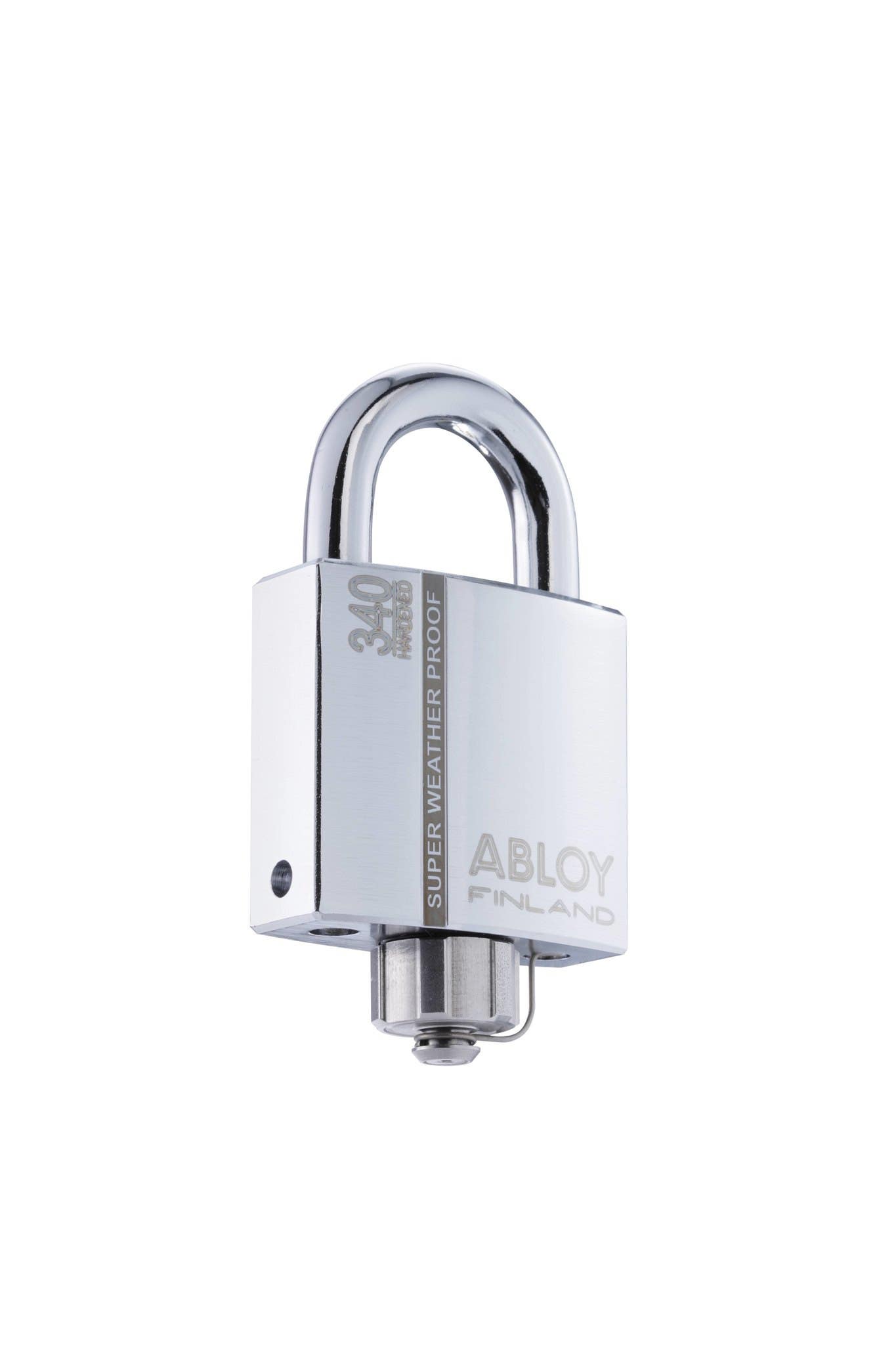 Abloy Sentry PLM340 Hardened Steel Padlock w/ Sealed Shackle & Weather Seal Cap, Rekeyable, Finish-Chrome