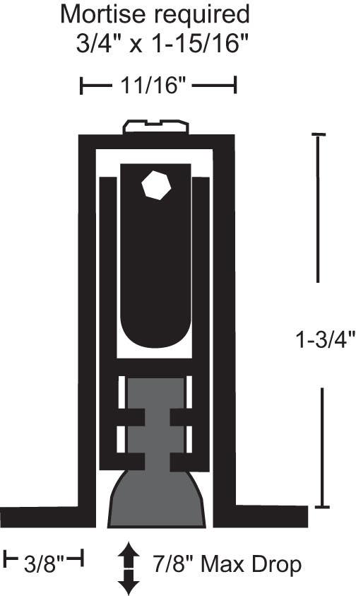 NGP 225S Mill Aluminum Mortise Automatic Door Bottom with Silicone Seal