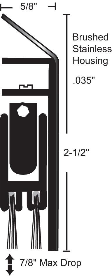 NGP 229WHSS Stainless Steel Automatic Door Bottom w/ Brush Seal