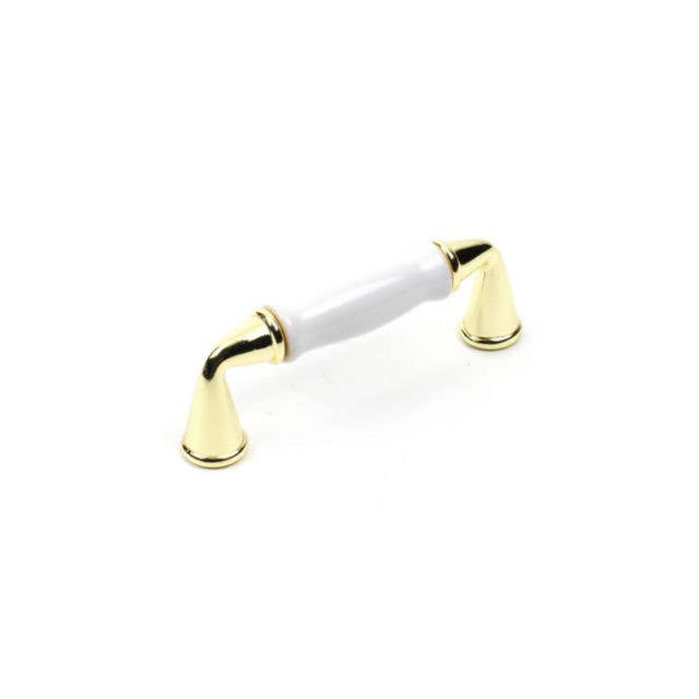 Century 20433-WT Yaletown Cabinet Pull, Finish - Bright Brass/White Ceramic