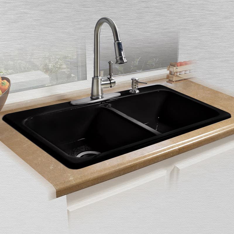 Ceco 725 Self Rimming Double Bowl Kitchen Sink, 33"x22"x7.5"