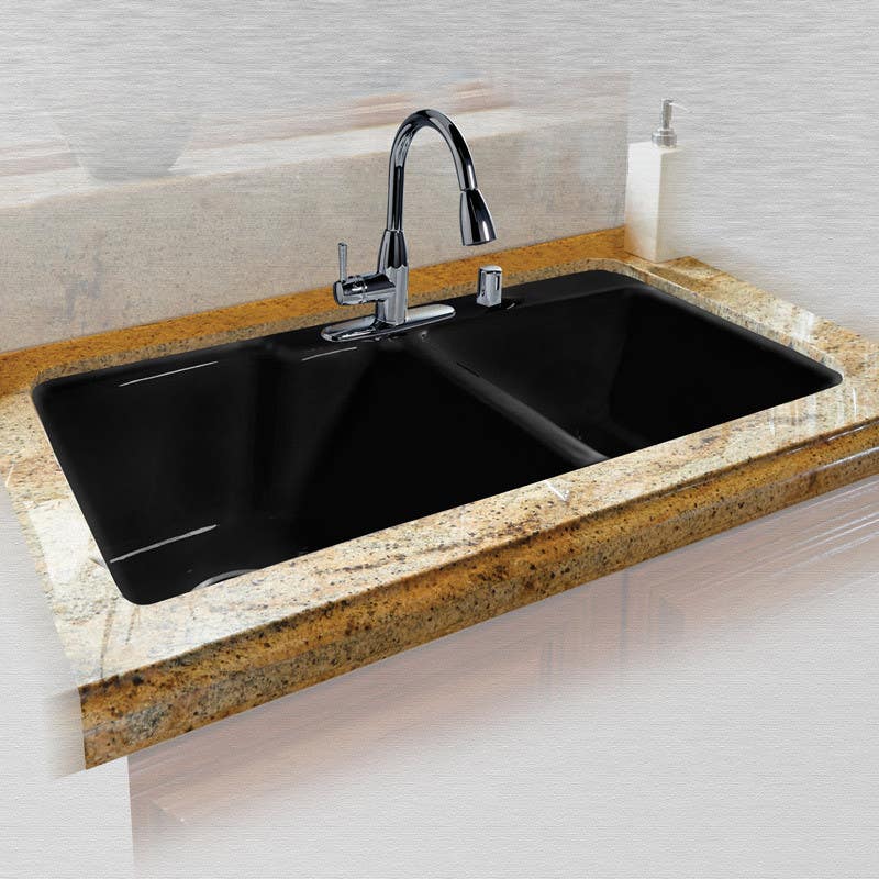 Ceco 737 Offset Tile Edge Kitchen Sink, 36"x22"x10", Extra Deep-High-Low Double Bowl