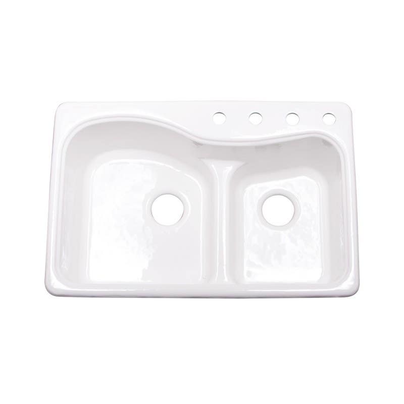 Ceco 775 Offset Self Rimming Kitchen Sink, 33"x22"x9.75", Double Bowl