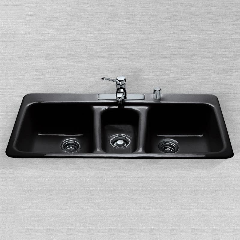 Ceco 797 Kitchen Sink, 43"x22"x8", Self Rimming, Triple Bowl