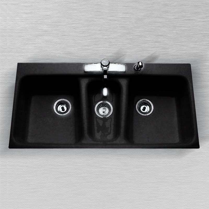 Ceco 798 Tile Edge Kitchen Sink, 42"x21"x8", Triple Bowl