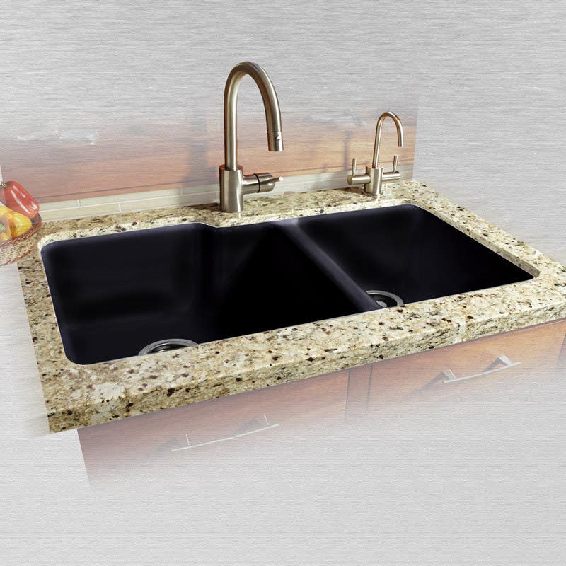 Ceco 737-UM Offset Undermount Kitchen Sink, 36"x22"x10", High-Low Double Bowl