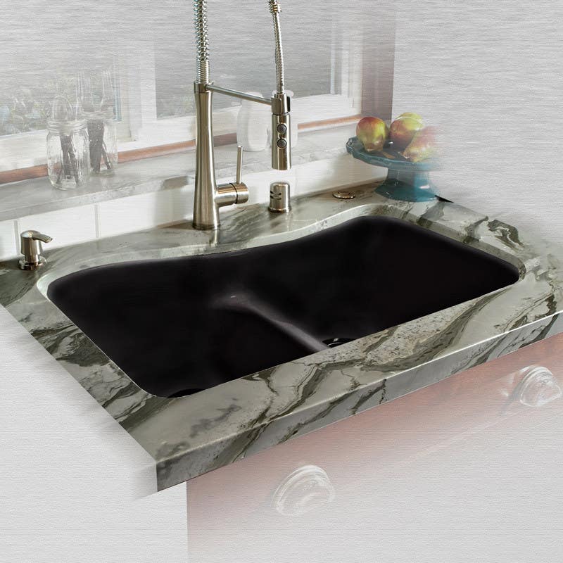 Ceco 776-UM-4-LD Offset Low Dam Undermount Kitchen Sink, 33"x22"x9.75", Double Bowl