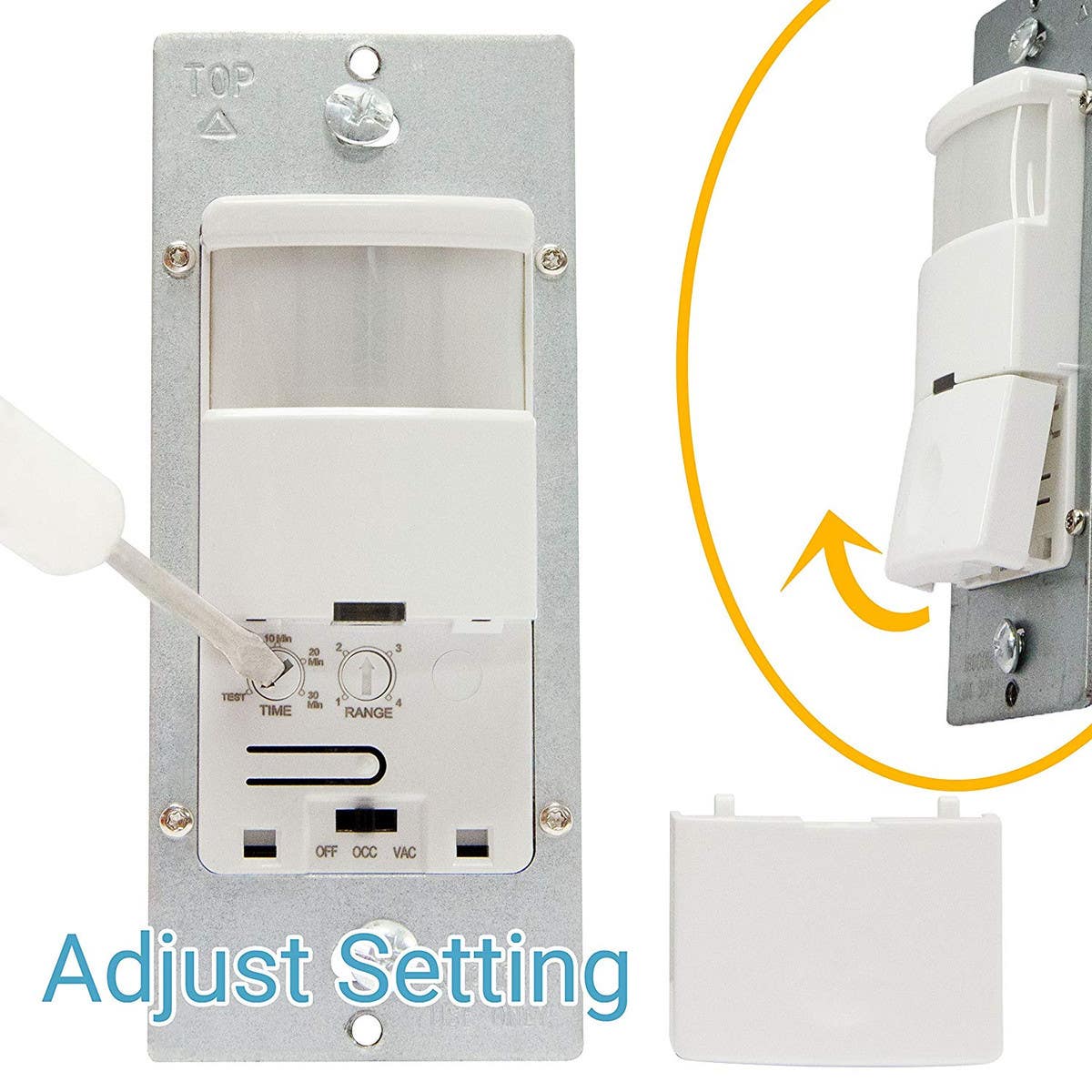 Topgreener TDOS5-J-W, In-Wall PIR Occupancy/Vacancy Motion Sensor Switch, No Neutral Wire Required - White