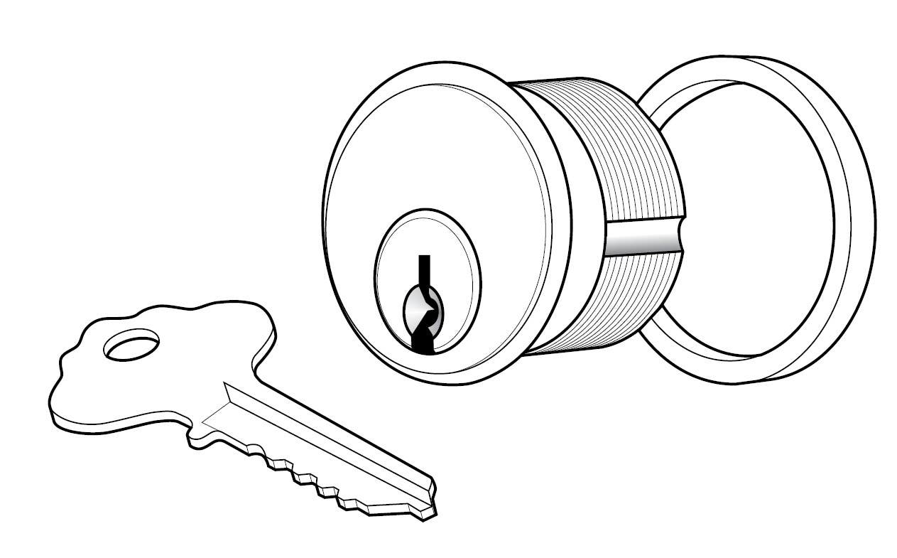 Adams Rite 4036 Five pin Mortise Cylinder, 2 keys and 1/4" ring