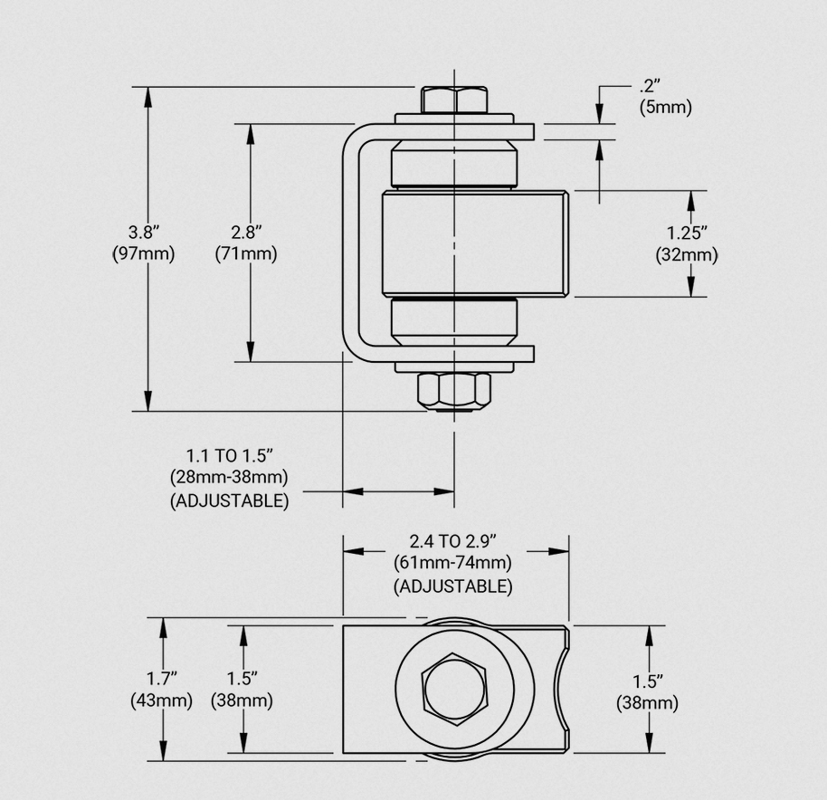 D&D CI3800 Shut It Stainless Steel BadAss Gate Hinge, Finish-Zinc