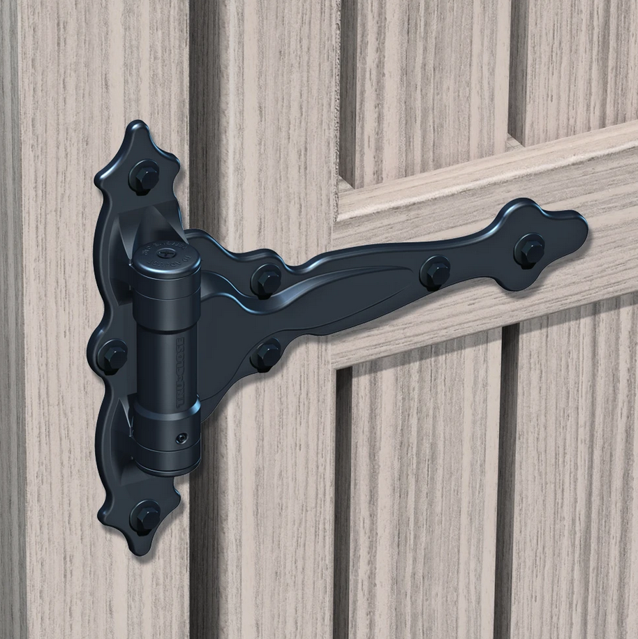 D&D TCA4 TruClose Decomold Gate Hinge,T-Style, Decorative, Self-Closing, Finish-Black (Pair)