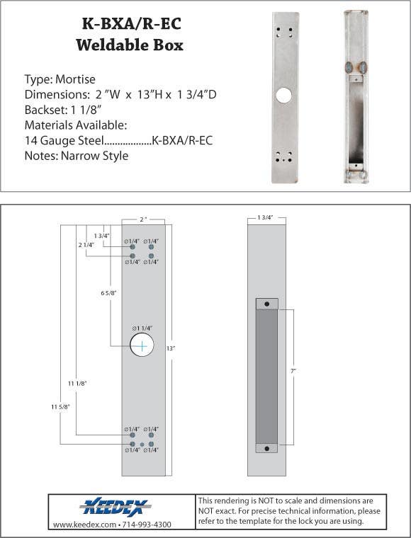Keedex K-BXA/R-EC Lock Box Adams Rite - Codelock CL460 & CL465 1 1/8" B/S