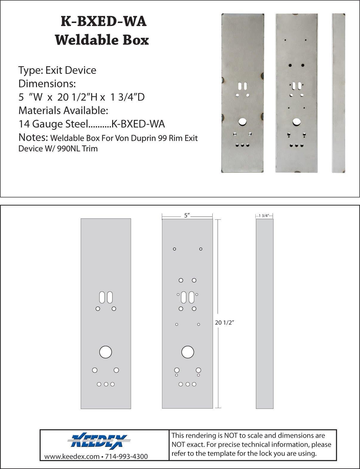 Keedex K-BXED-WA Weldable Box for Schlage WA993
