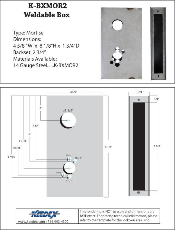Keedex K-BXMOR2 Mortise Box-Corbin/Russwin 5000 & ML2000, Falcon M, Best 34-37H