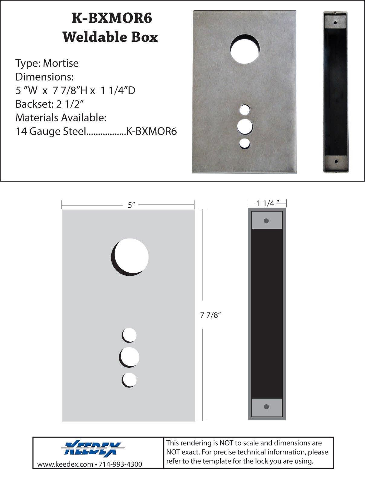 Keedex K-BXMOR6 Mortise Box - Marks 22AC 14 Gauge Steel