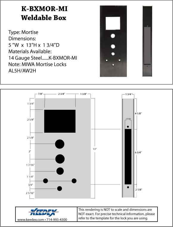 Keedex K-BXMOR Gate Box Miwa Mortise Lock Mortise