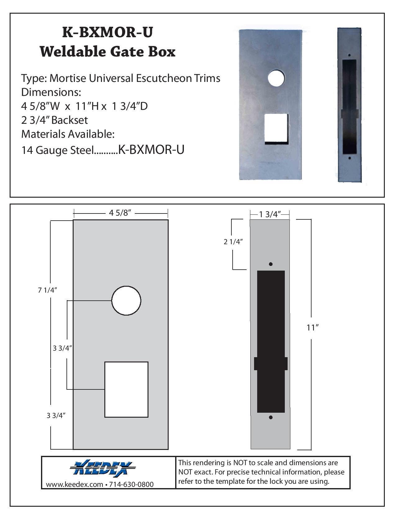 Keedex K-BXMOR-U Mortise Box for Universal Electronic Applications 14 Gauge Steel