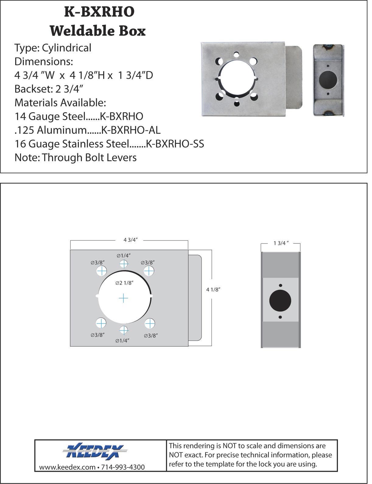 Keedex K-BXRHO Lock Box - Schlage® Rhodes & many other lever sets Cylindrical