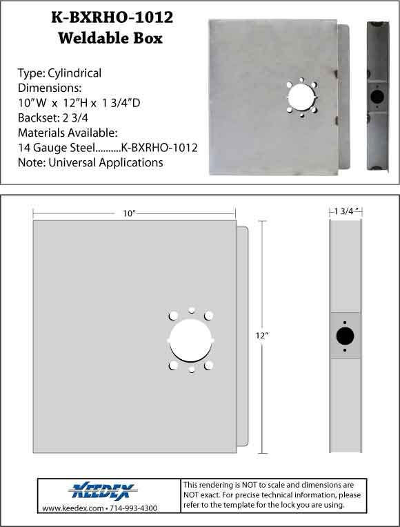 Keedex K-BXRHO-1012NS Oversized 10"x12" Lock Box - No Stop