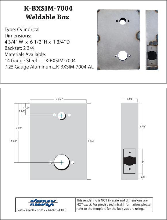 Keedex K-BXSIM-7004 Weldable Gate Box - Kaba Ilco 7004