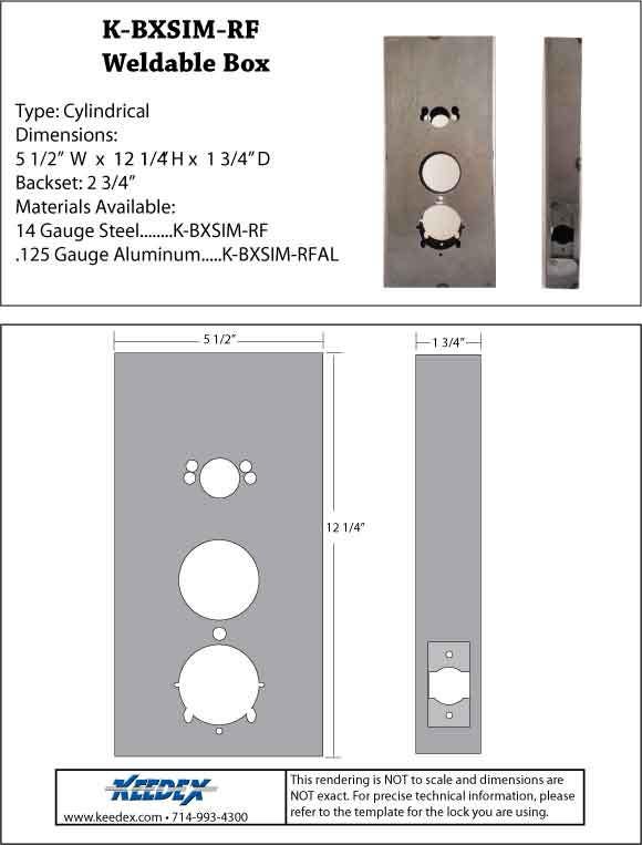 Keedex K-BXSIM-RF Weld Box Kaba Ilco Radio Frequences 12 1/4" x 5 1/2"