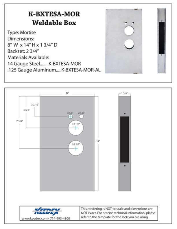 Keedex K-BXTESA-MOR Weldable Box Onity Entry Systems Mortise Lock