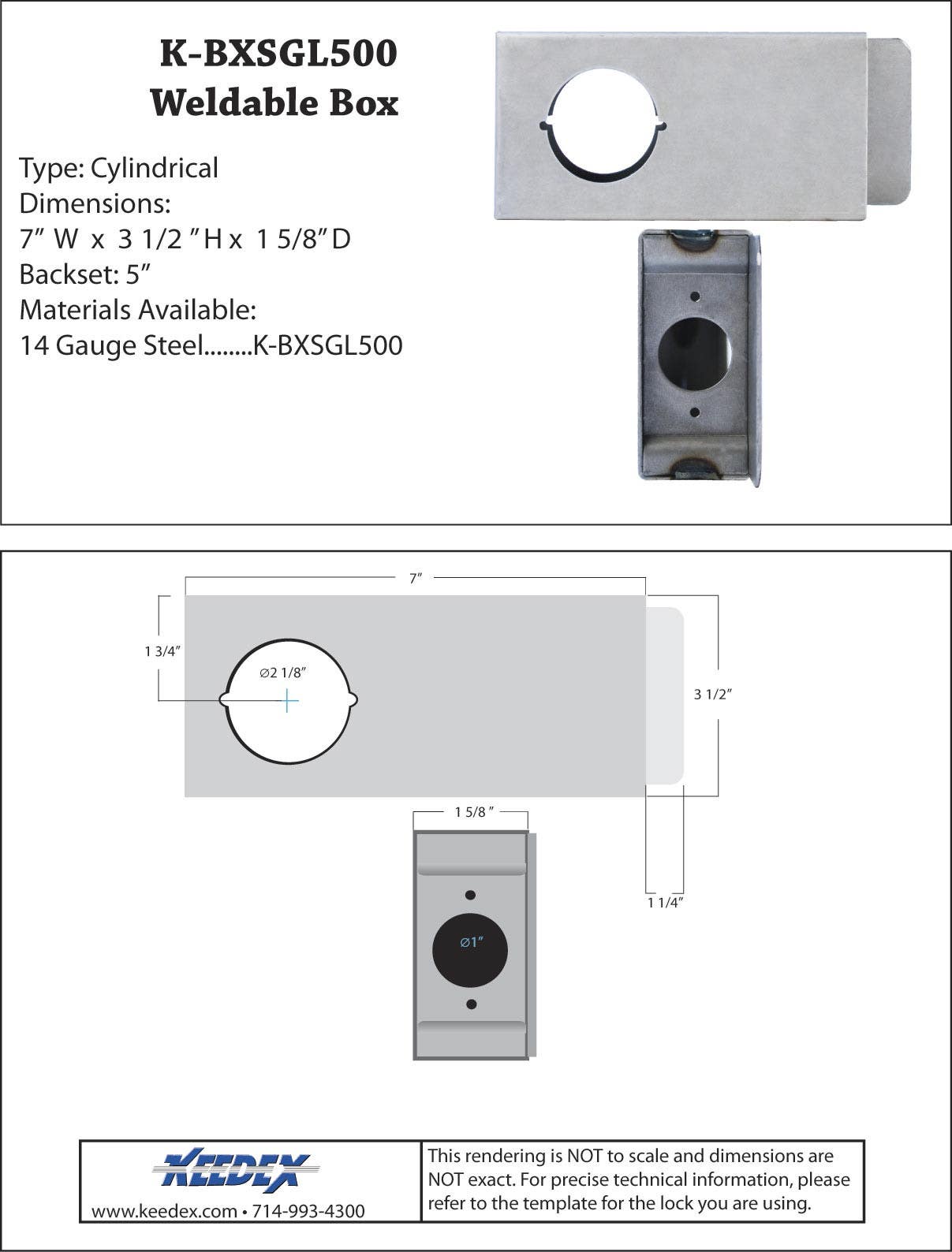 Keedex K-BXCL Weldable Box CodeLock CL500 Series 2 3/4"BS 510/515