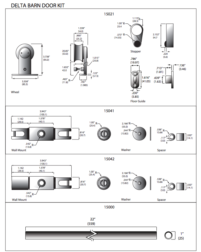 AHI 15043 Shock Absorbers For Door Stop Pair For Delta Series Barn Door System
