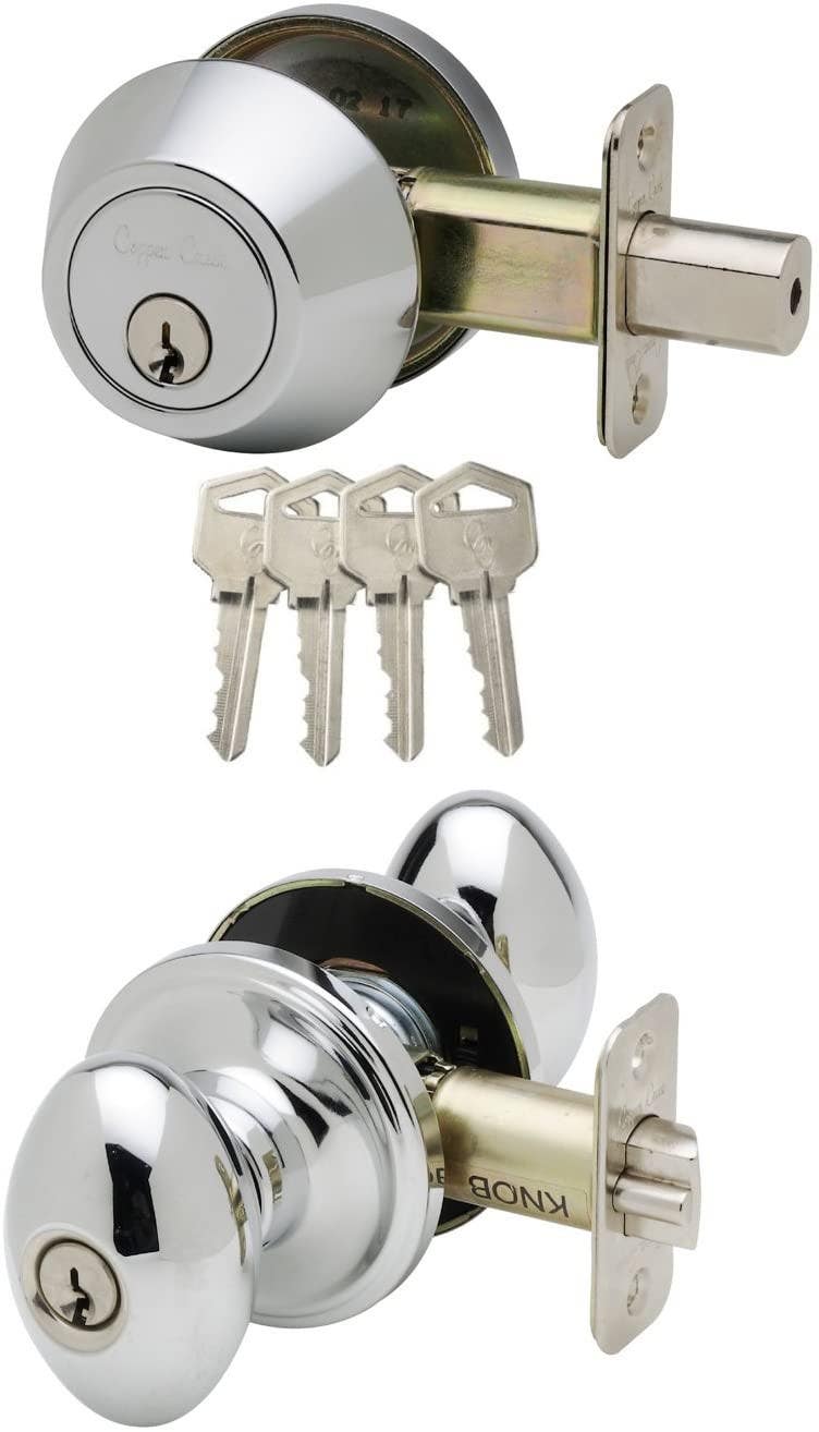 Copper Creek EKDB141 Egg Entry Knob w/ Single Cylinder Deadbolt, Keyed Alike, Combo Pack