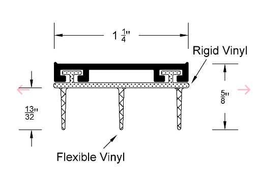 Reese 1030 Hospitality Line, Door Bottoms,Vinyl Insert, 1-1/4" x 5/8"