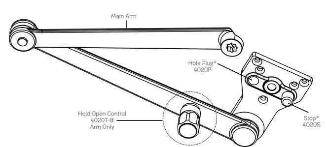 ACCENTRA (formerly Yale) 4020 Holder/Stop Arm Assembly, Non-Hold Open For Door Closer