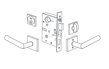 Omnia 2171 Mortise Lockset Sectional Rose w/ Lever